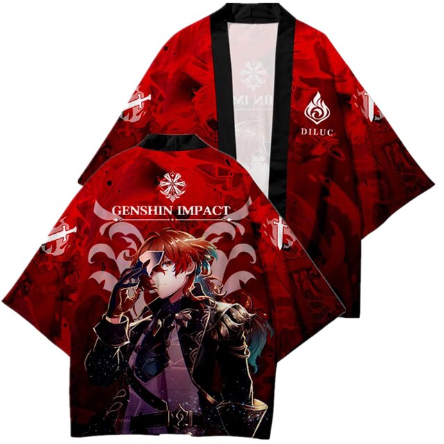 Anime Cool Print Genshin Impact Kimono