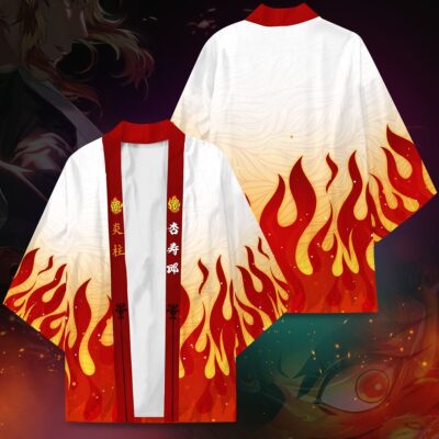 Alternative view of Kyojuro Fire Demon Slayer Kimono